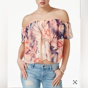GUESS floral Off Shoulder Top ~ size XS
